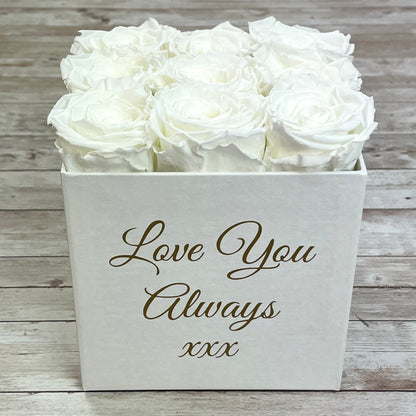 White Square Infinity Rose Box - Eternal Roses - White Forever Roses - Box of Roses - Rose Colours divider-Angelic White