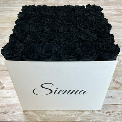 White Square Bloom Box - Black Infinity Roses - One Year Roses - Rose Colours divider-Midnight Black