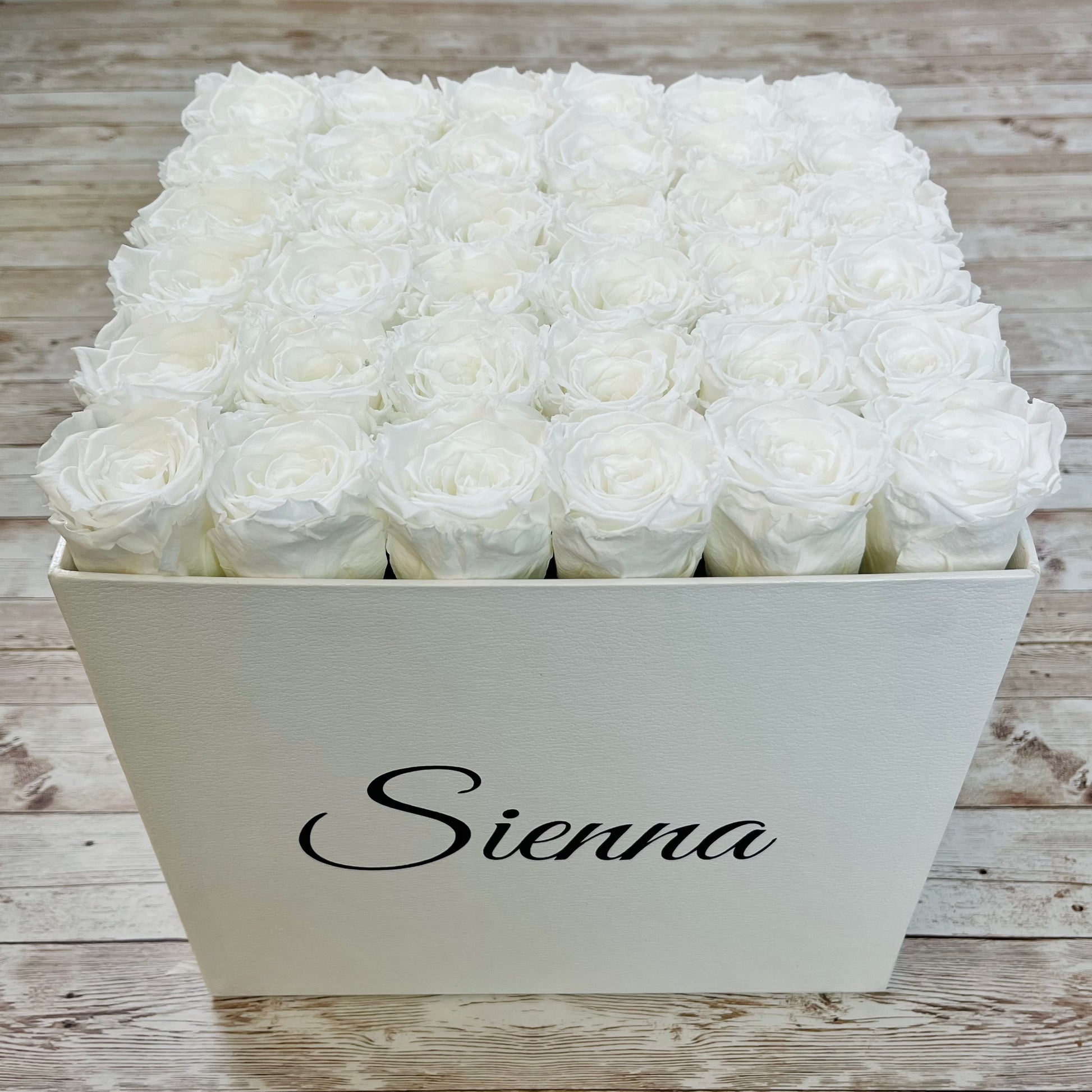 White Square Bloom Box - Infinity Roses - White One Year Roses - Box of Roses - Rose Colours divider-Angelic White