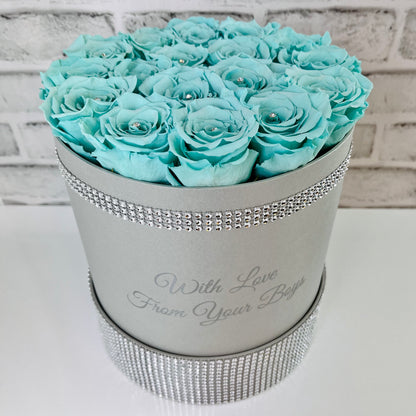 Enchanting Large Infinity Rose Box - Tiffany Blue Infinity Roses - One Year Roses - Rose Colours divider-Tiffany Blue
