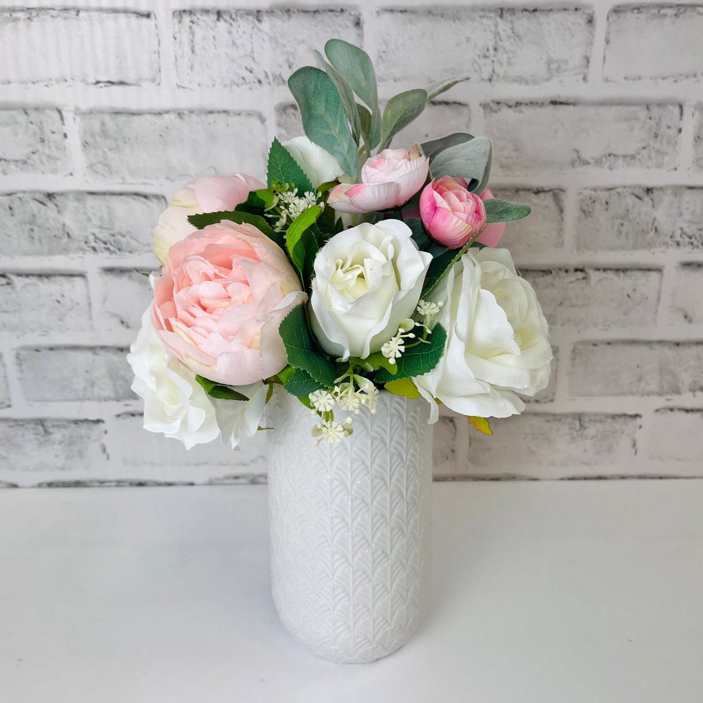 Artificial Peony & Rose Bouquet - Petite Size - Silk Flowers divider-Petite