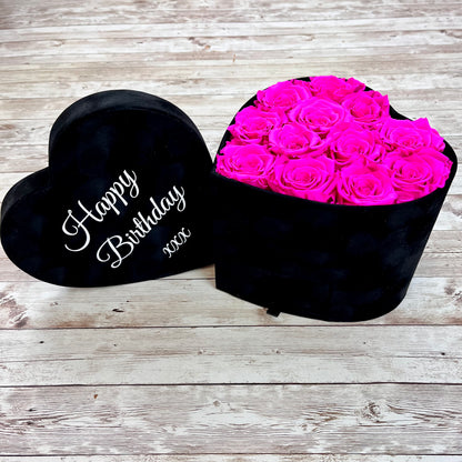 Black Velvet Heart Infinity Rose Box - Shocking Pink One Year Roses in a Box - Rose Colours divider-Shocking Pink