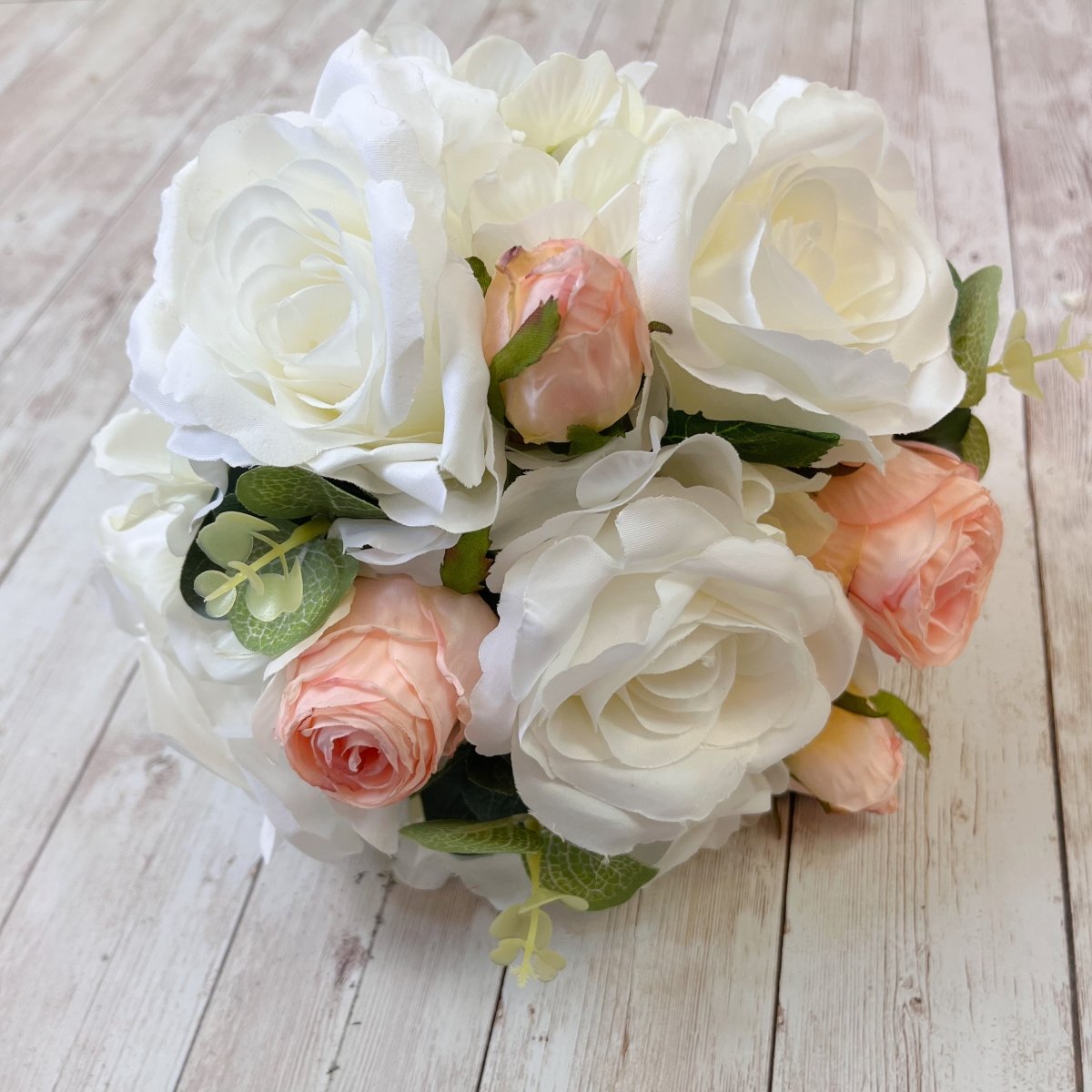 Blush Silk Bridesmaid Bouquet - Pink and Ivory Artificial Wedding Bouquet