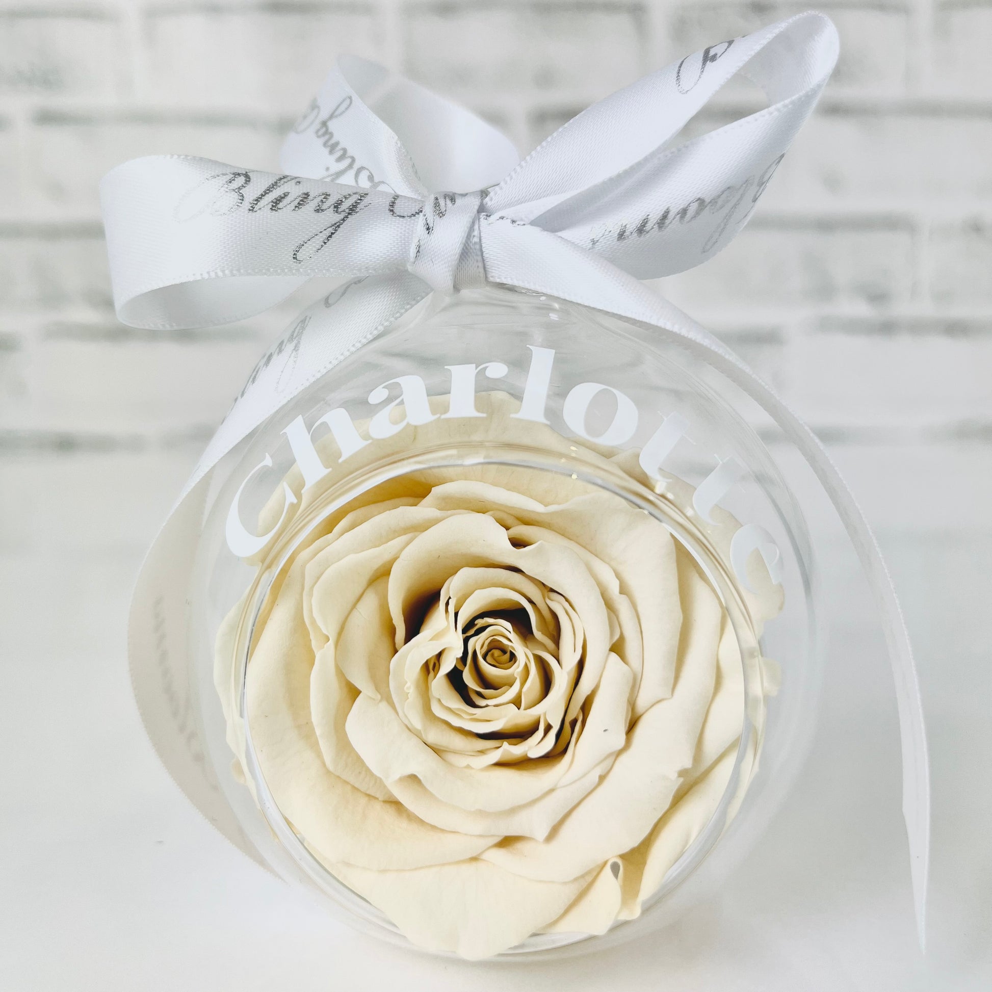 Champagne Infinity Rose Glass Bauble & Stand Set - Personalised Bauble - Rose Colours divider-Vintage Champagne