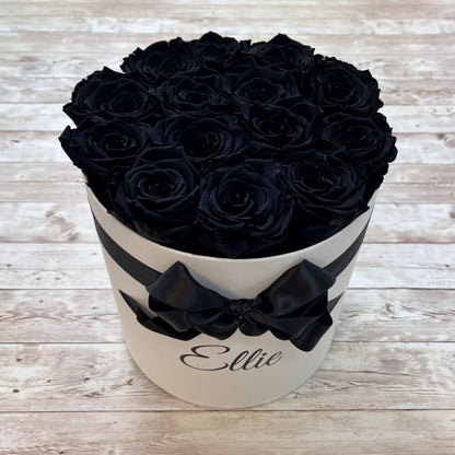 Infinity Roses - Classic White Box filled - Black Infinity Roses - One Year Roses - Rose Colours divider-Midnight Black