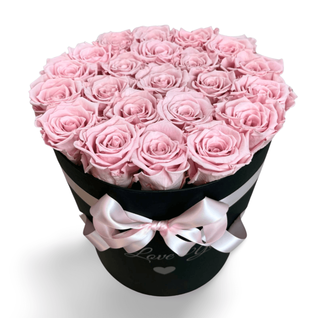 Infinity Roses - Large Classic Black Box filled - Pink Eternal Roses - Forever Roses - Rose Colours divider-Petal Pink