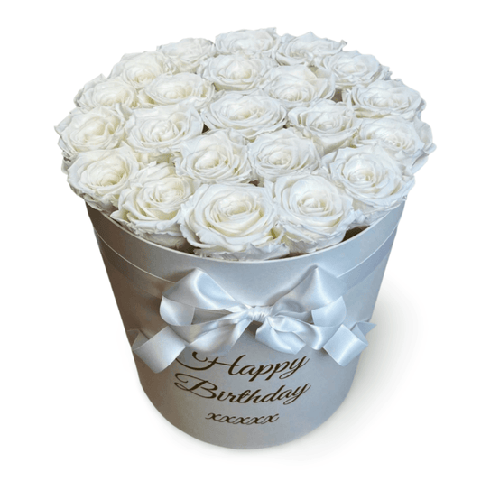Infinity Roses - Large Classic White Box filled - White Infinity Roses - One Year Roses - Rose Colours divider-Angelic White