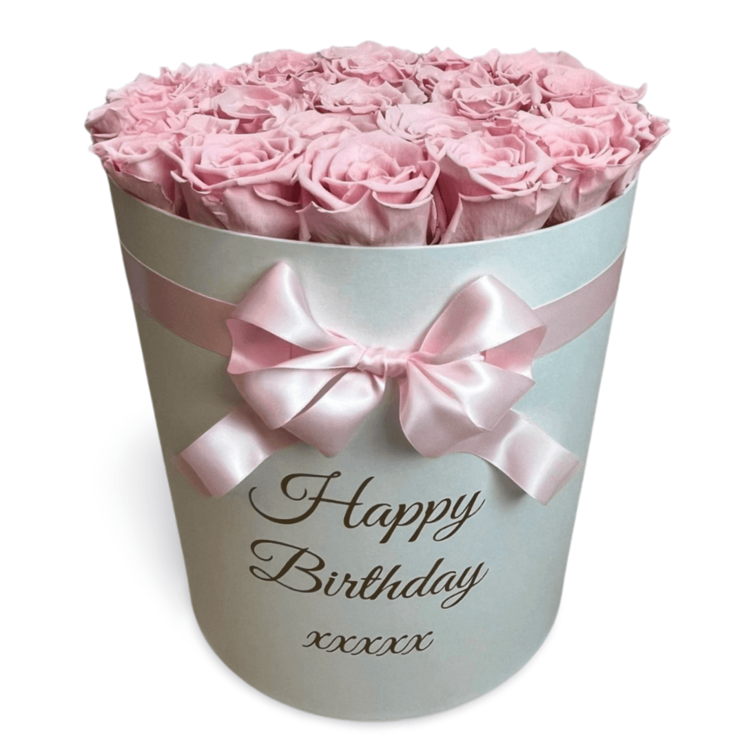 Infinity Roses - Large Classic White Box - Pink Eternal Roses - Forever Roses - Bling Blooms