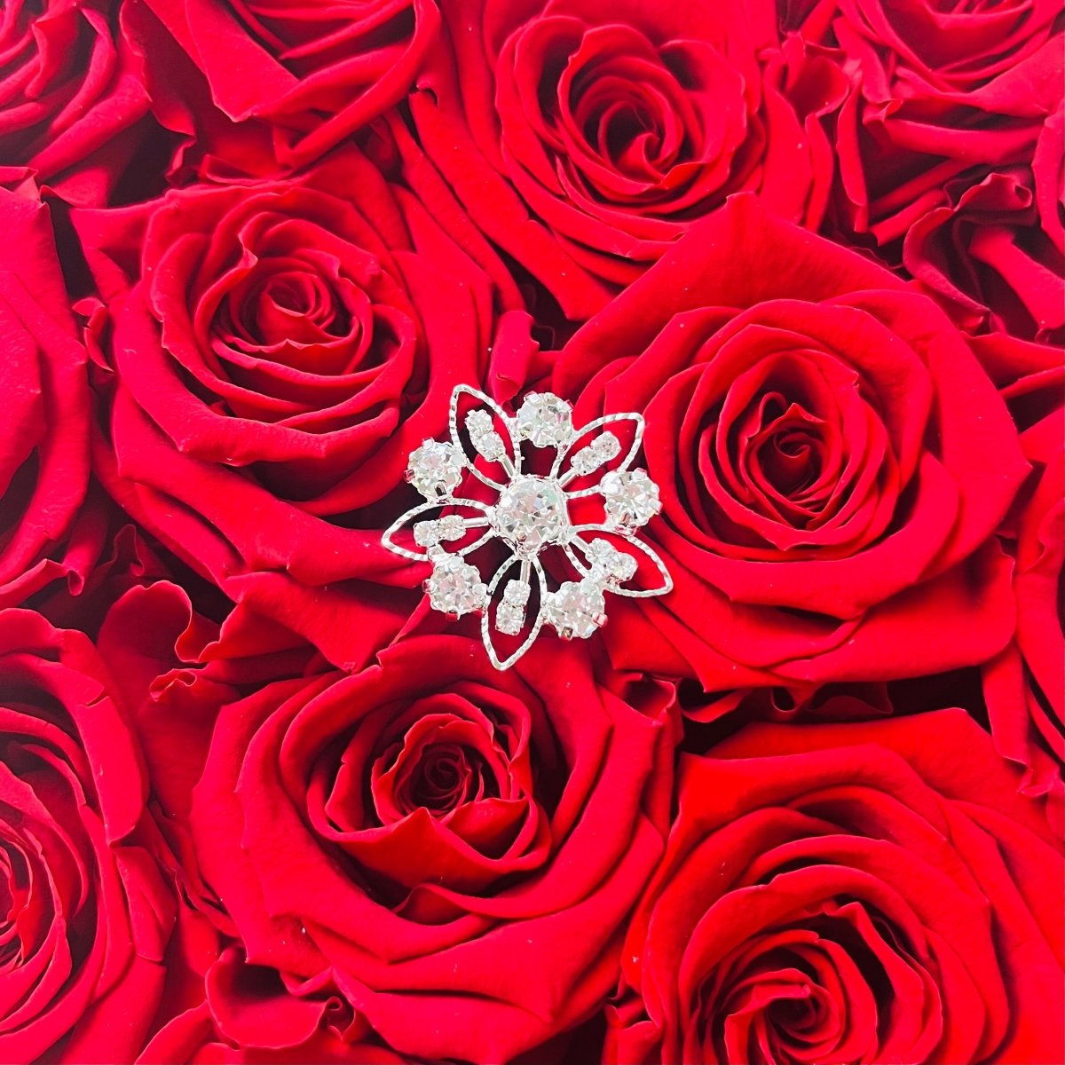Diamanté Flower Pin - Silver Diamanté option - One Year Rose