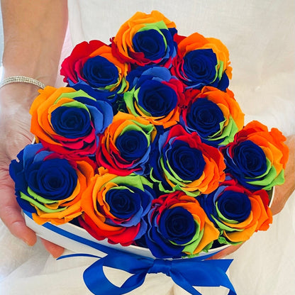 Infinity Rose Heart Box - Rainbow Infinity Roses - One Year Roses - Romantic Gift - Rose Colours divider-Carnival Rainbow