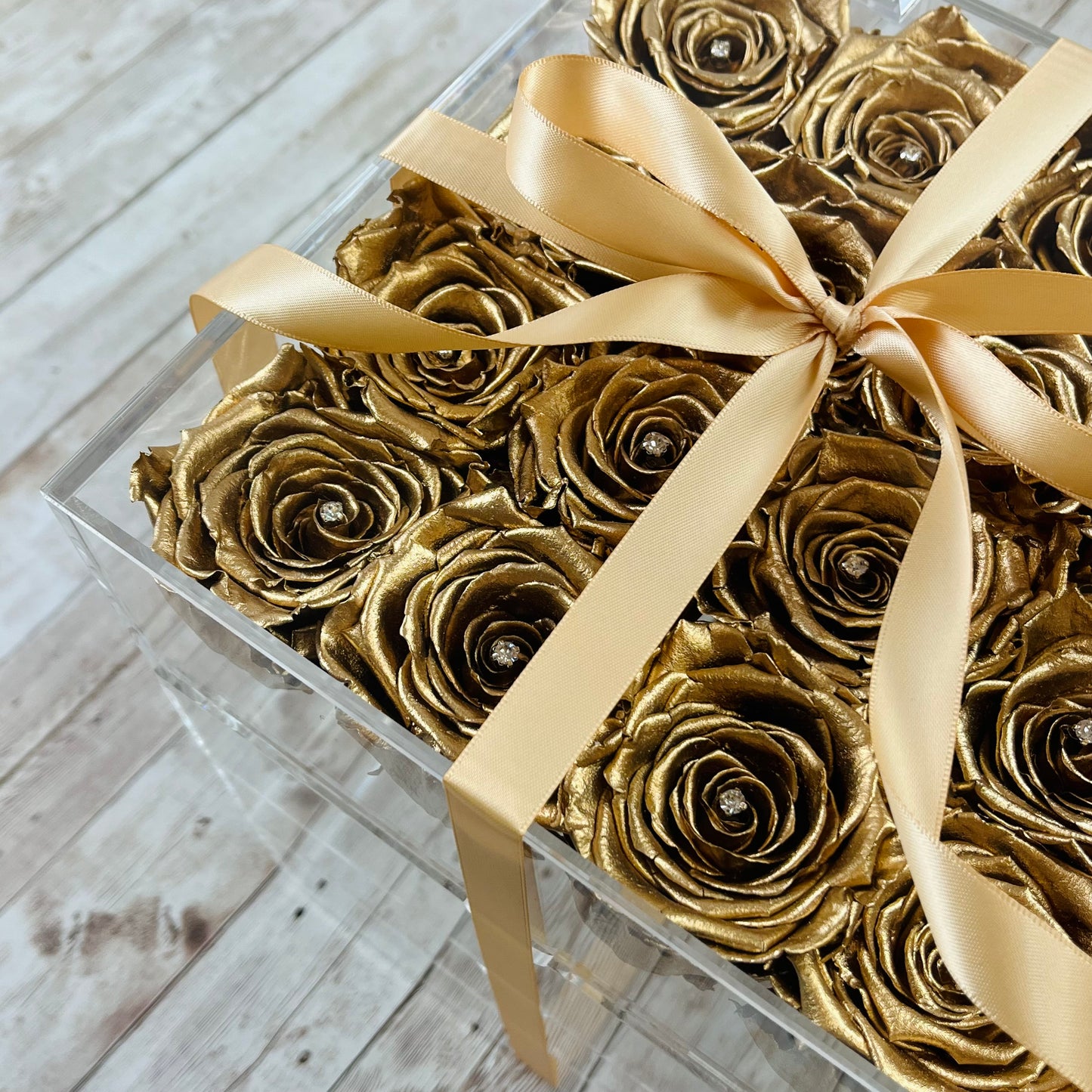 Infinity Rose Makeup Organiser - Gold Infinity Roses - One Year Roses - Rose Colours divider-Glamorous Gold