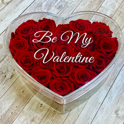 Infinity Rose Heart Box - 18 Red Eternal Roses - Forever Roses - Romantic Anniversary Gift - Bling Blooms