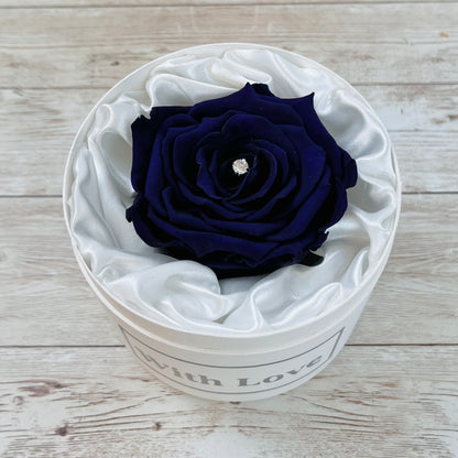 Personalised Mini Rose Hatbox - Single Purple Reign Infinity Rose - One Year Roses - Rose Colours divider-Purple Reign