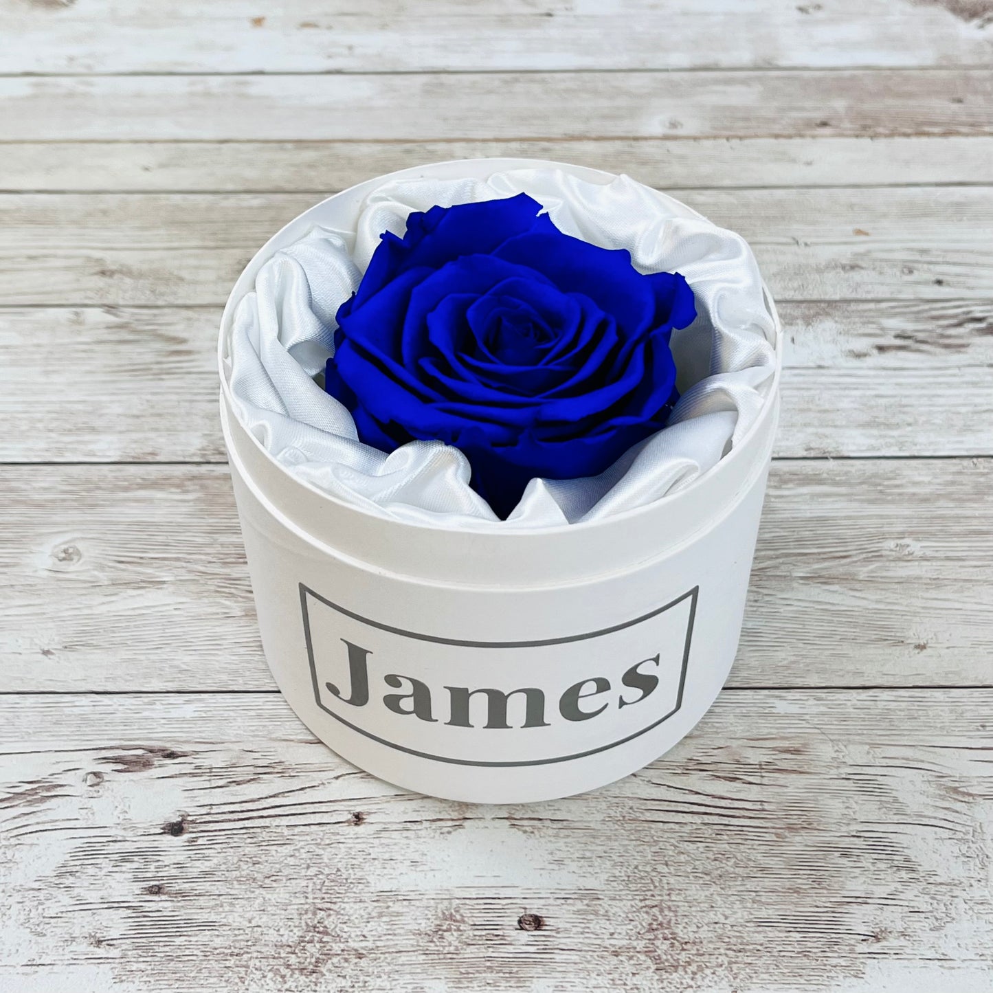 Personalised Mini Rose Hatbox - Single Sapphire Blue Infinity Rose - One Year Roses - Rose Colours divider-Sapphire Blue