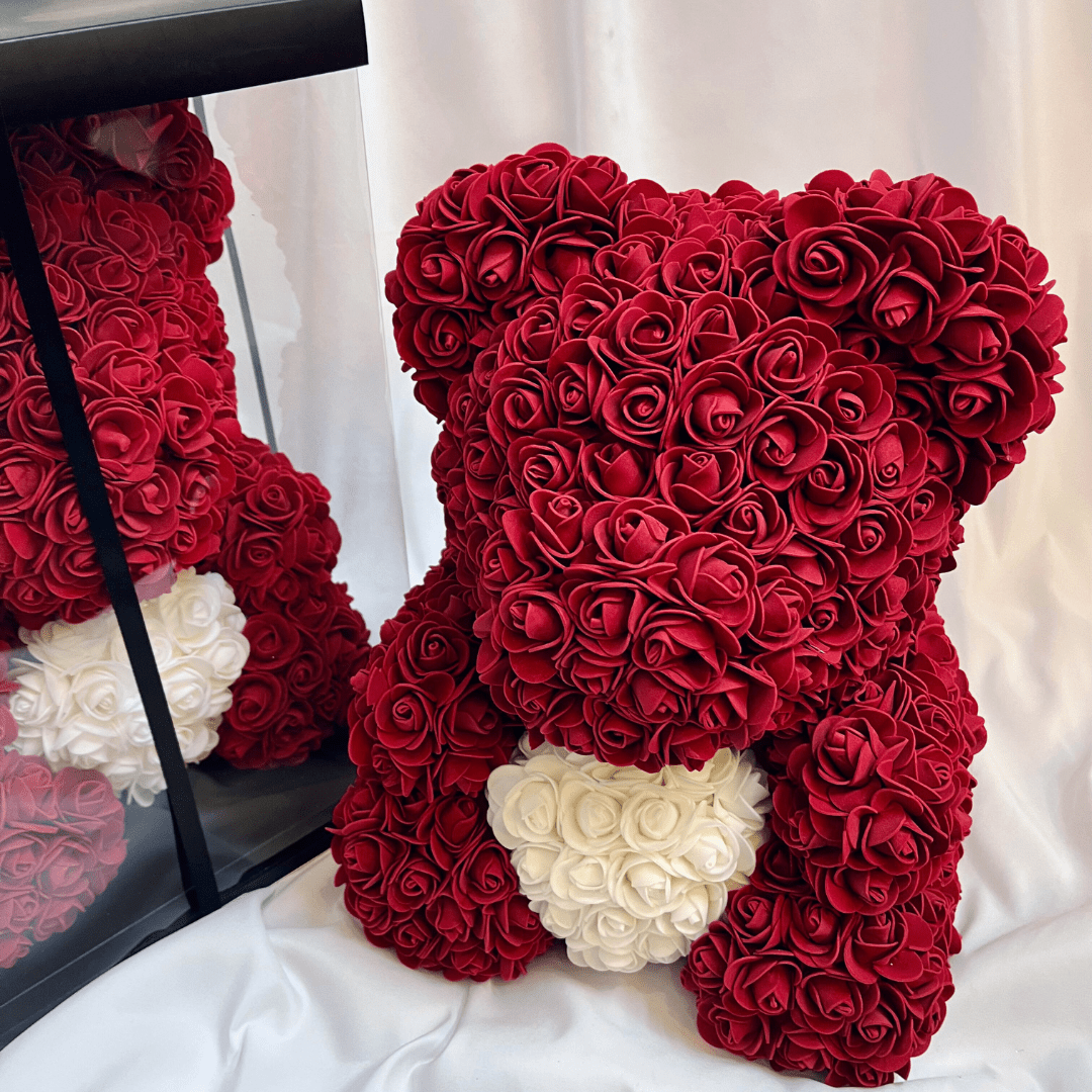 Wine Forever Rose Bear | Eternal Rose Teddy | Gift Boxed Forever Bears