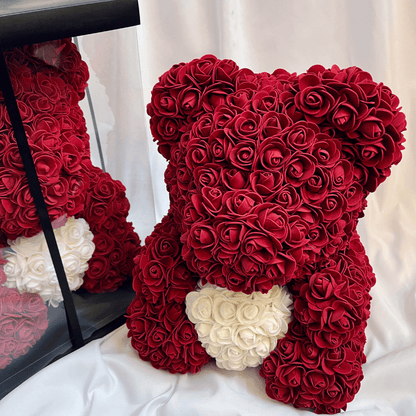 Wine Forever Rose Bear | Eternal Rose Teddy | Gift Boxed Forever Bears