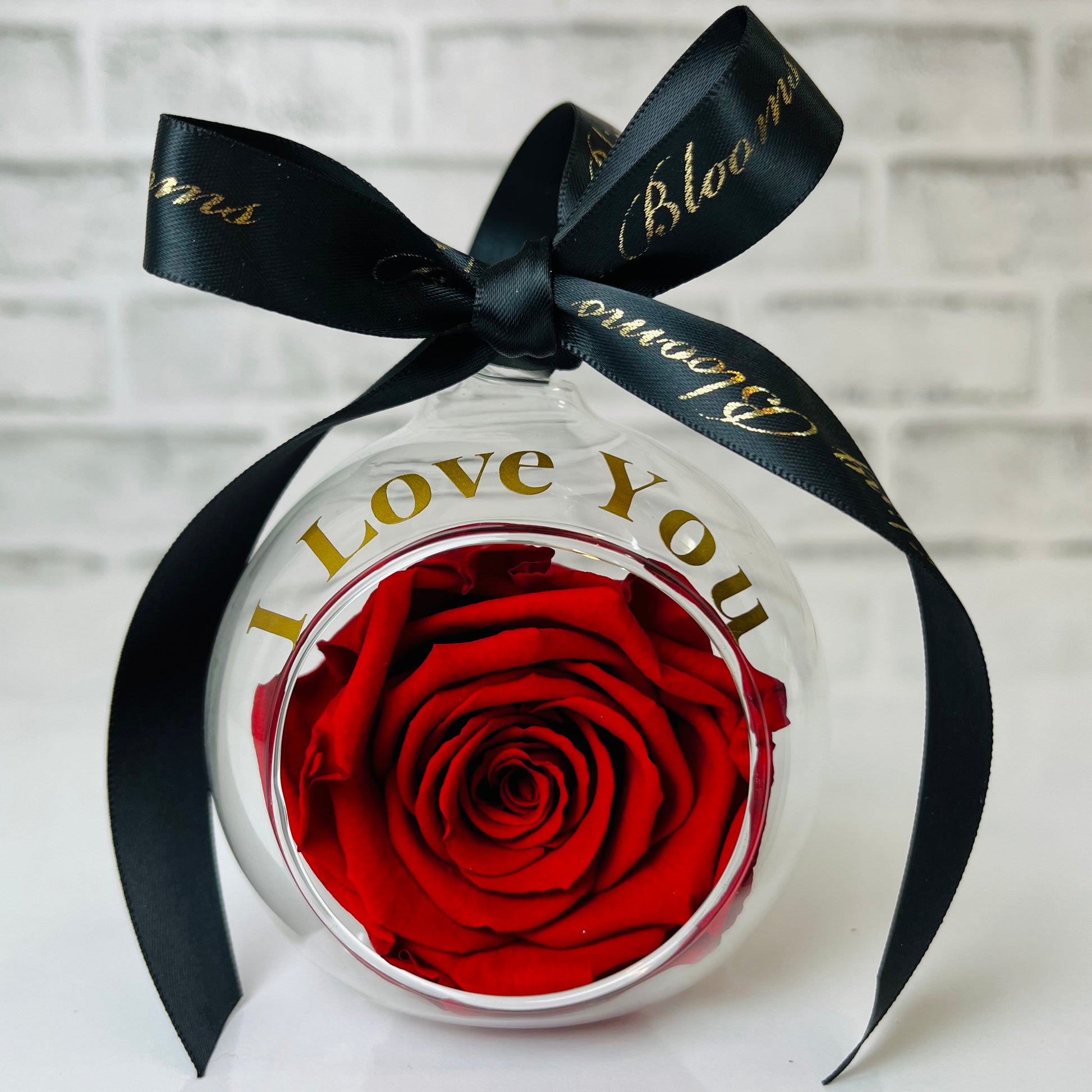 Ruby Red Infinity Rose Glass Bauble & Stand Set - Personalised Bauble - Rose Colours divider-Ruby Red
