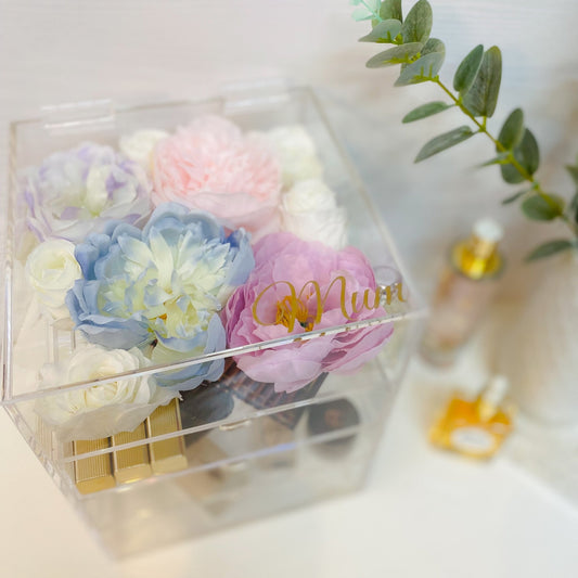Secret Garden Beauty Organiser - silk flowers - makeup organiser - Acrylic Storage