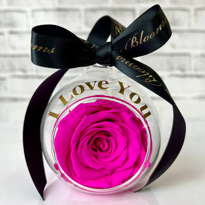 Shocking Pink Infinity Rose Glass Bauble & Stand Set - Personalised Bauble - Rose Colours divider-Shocking Pink