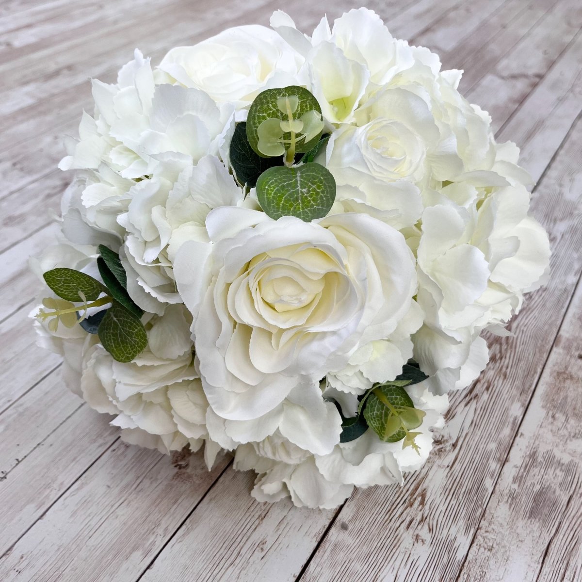 Ivory Silk Wedding Bouquet - Artificial Bride Bouquets - Ivory Silk Flowers