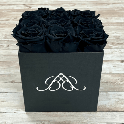 Infinity Rose Box - Square - Infinity Roses - Black One Year Roses - Square Box of Roses  - Rose Colours divider-Midnight Black