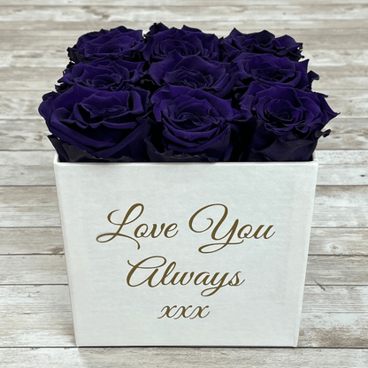 White Square Infinity Rose Box - Eternal Roses - Purple Forever Roses - Box of Roses - Rose Colours divider-Purple Reign