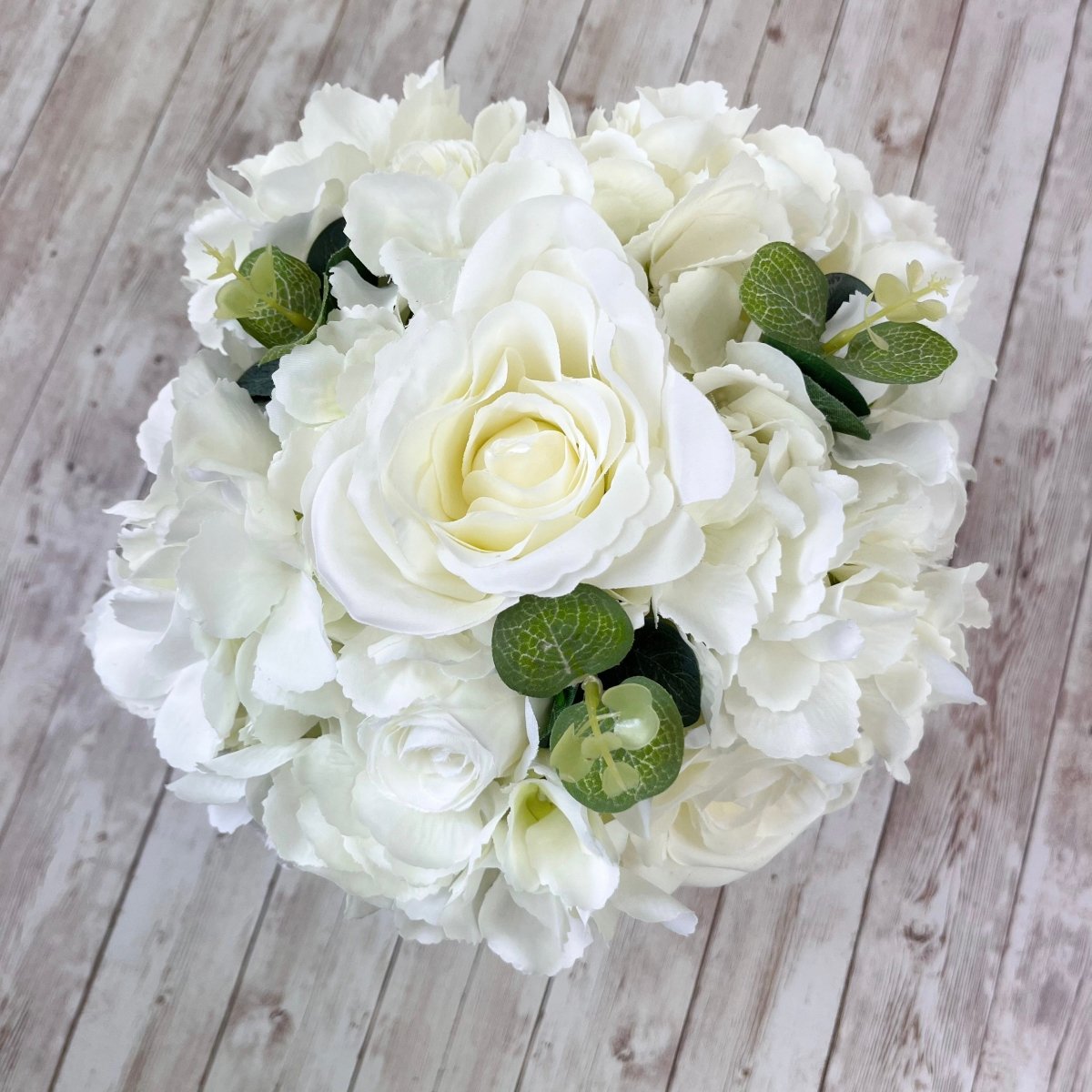 Ivory Silk Wedding Bouquet - Artificial Bride Bouquets - Ivory Silk Flowers