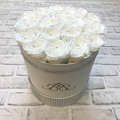 Infinity Rose Box - Enchanting Large Rose Box - White Infinity Roses - One Year Roses - Rose Colours divider-Angelic White