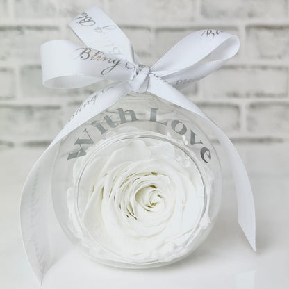Angelic White Infinity Rose Glass Bauble & Stand Set - Personalised Bauble - Rose Colours divider-Angelic White