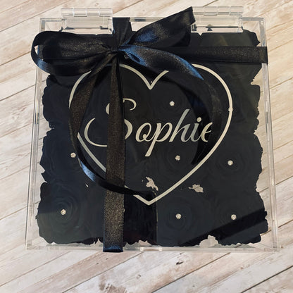 Infinity Rose Makeup Organiser - Black Eternal Roses -  Forever Roses - Makeup Storage - Rose Colours divider-Midnight Black
