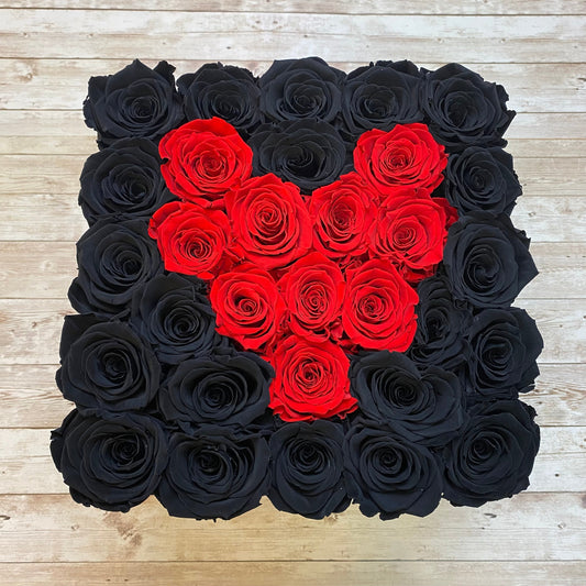 Infinity Rose Bloom Box Endless Love - One Year Roses - Black Infinity Roses - Red Eternal Roses - Square Rose Box 