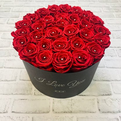 Extra Large Round Infinity Rose Box - Ruby Red Infinity Roses - One Year Roses - Box of Roses - Rose Colours divider-Ruby Red