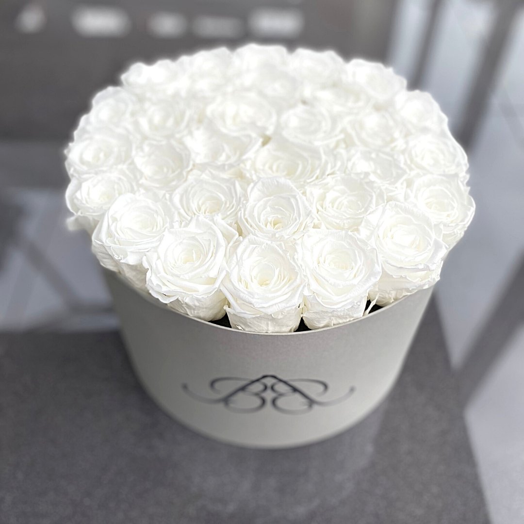 Extra Large Round Infinity Rose Box - White Infinity Rose - Forever Roses - Rose Colours divider-Angelic White