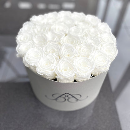 Extra Large Round Infinity Rose Box - White Infinity Rose - Forever Roses - Rose Colours divider-Angelic White