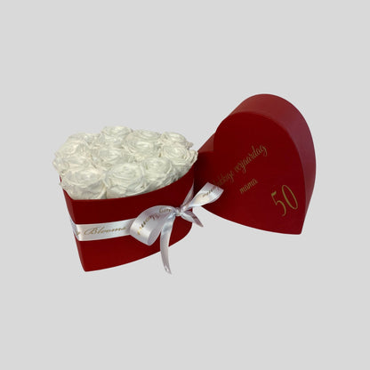 Infinity Rose Heart Box - White Infinity Roses - One Year Roses - Romantic Gift