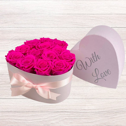 Infinity Rose Heart Box - Pink Infinity Roses - One Year Roses - Romantic Gift - Rose Colours divider-Shocking Pink