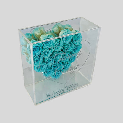 Infinity Rose - Love Blooms - Aqua Infinity Roses - One Year Roses - Heart Frame - Rose Colours divider-Tiffany Blue