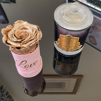 Infinity Rose Mini Suede Box - Infinity Roses - Gold One Year Roses - Single Rose Gift