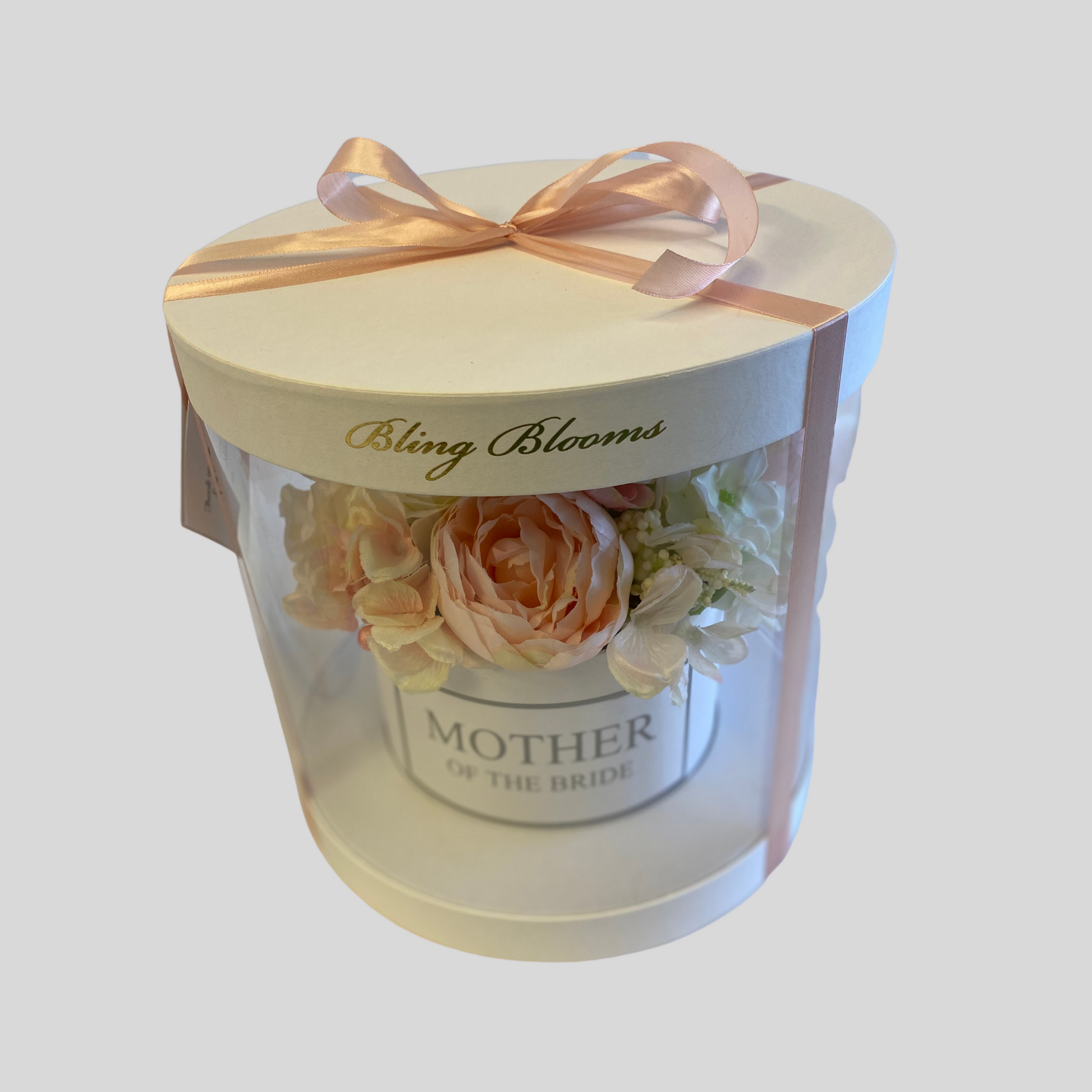 Artificial Silk Blooms Gift Box - Ivory and Blush silk flowers - personalised gift box - mother of the bride