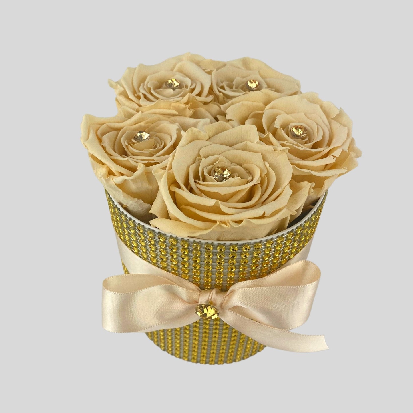 Ultimate Bling Petite Rose Box - Champagne Infinity Roses - One Year Roses - Gold - Rose Colours divider-Vintage Champagne